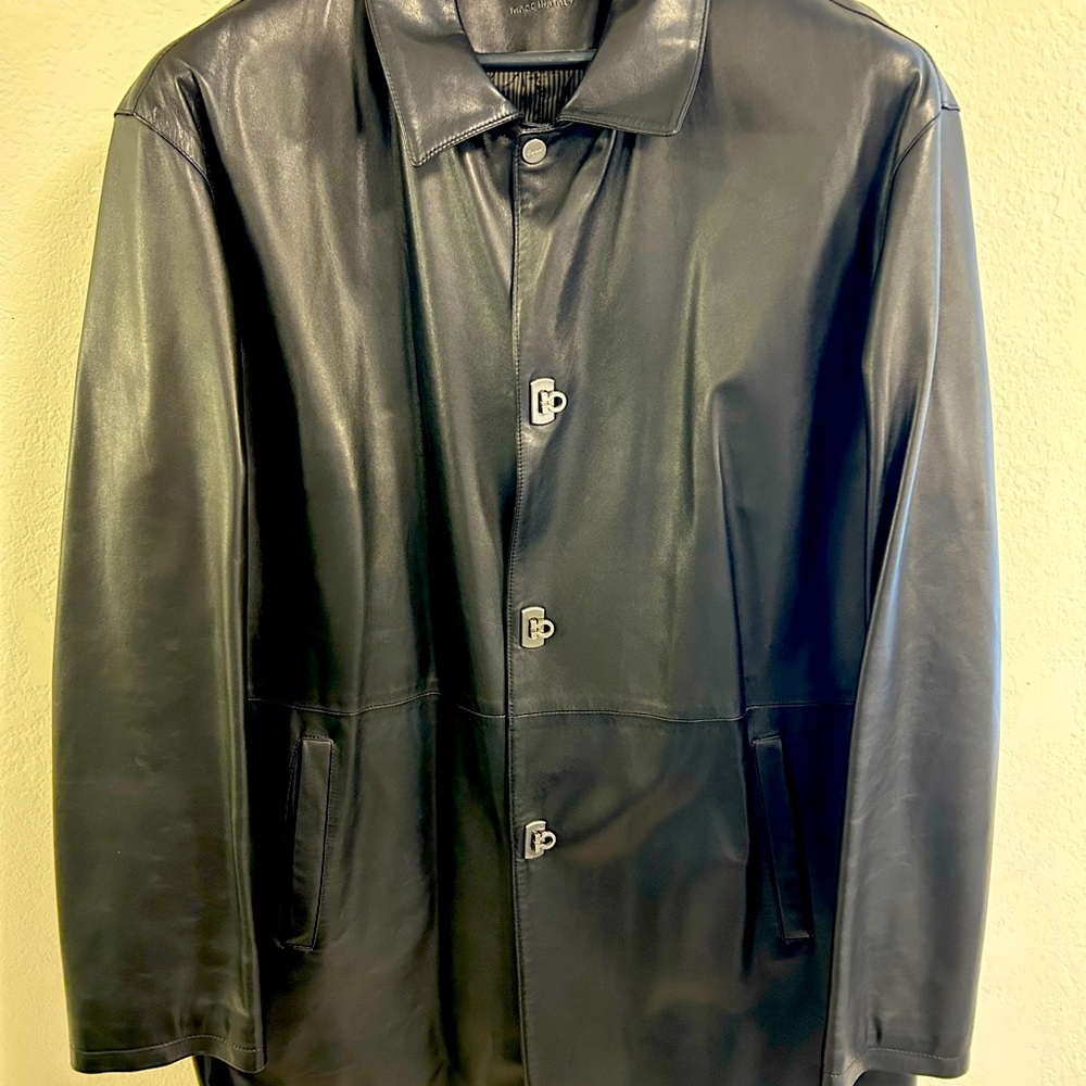 Salvador’s Ferragamo leather coat very good condition in & out original owner